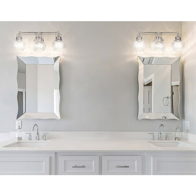 Shirley Three-Light Bathroom Vanity Fixture - Chrome and Clear