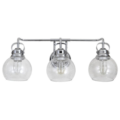 Shirley Three-Light Bathroom Vanity Fixture - Chrome and Clear