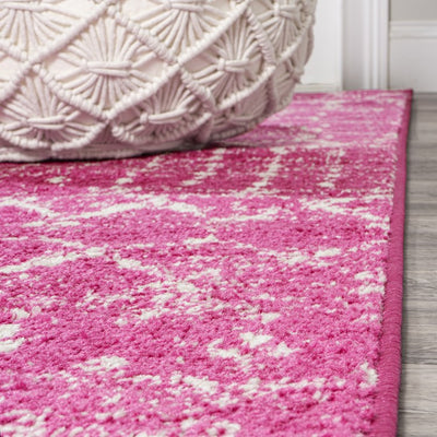 Moroccan Hype Boho Vintage Diamond 96"L x 27"W Runner Rug - Fuchsia/Ivory