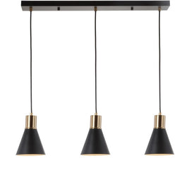 Apollo Three-Light Linear Pendant - Black and Brass Gold