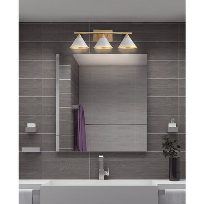 Yvette Three-Light Wall Sconce - White and Gold Leaf