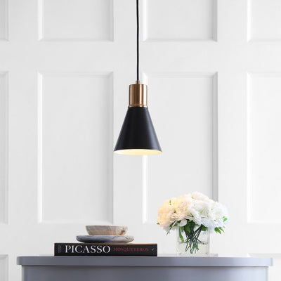 Apollo Single-Light Pendant - Black and Brass Gold