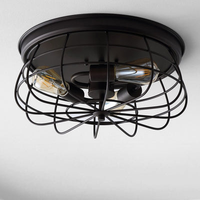 Calvia Three-Light Flush Mount Ceiling Fixture - Oil Rubbed Bronze