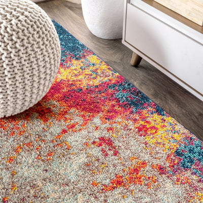Contemporary POP Modern Abstract 60"L x 36"W Area Rug - Cream/Blue