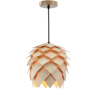 Simon Single-Light Wood Pine Cone Pendant - Natural