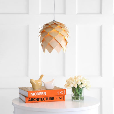 Simon Single-Light Wood Pine Cone Pendant - Natural