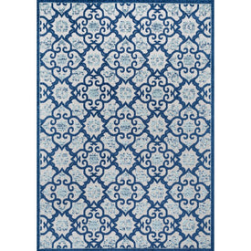 Gallia Tile Trellis High-Low 91"L x 63"W Indoor/Outdoor Area Rug - Light Gray/Blue
