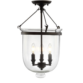 Charlotte Three-Light LED Semi-Flush Mount Ceiling Fixture - Oil Rubbed Bronze