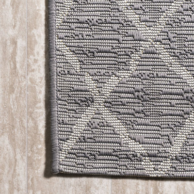 Madaba Moroccan Trellis 96"L x 26"W Indoor/Outdoor Runner Rug - Gray/Cream