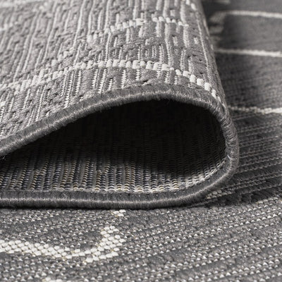 Madaba Moroccan Trellis 96"L x 26"W Indoor/Outdoor Runner Rug - Gray/Cream