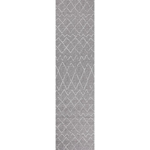 Madaba Moroccan Trellis 96"L x 26"W Indoor/Outdoor Runner Rug - Gray/Cream