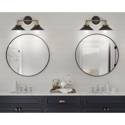 July Two-Light Bathroom Vanity Fixture - Oil Rubbed Bronze/Brass Gold