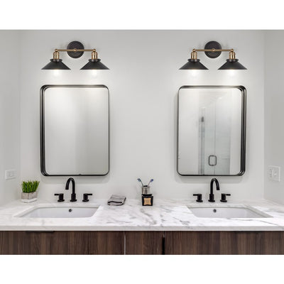 July Two-Light Bathroom Vanity Fixture - Oil Rubbed Bronze/Brass Gold