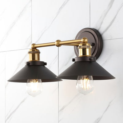 July Two-Light Bathroom Vanity Fixture - Oil Rubbed Bronze/Brass Gold