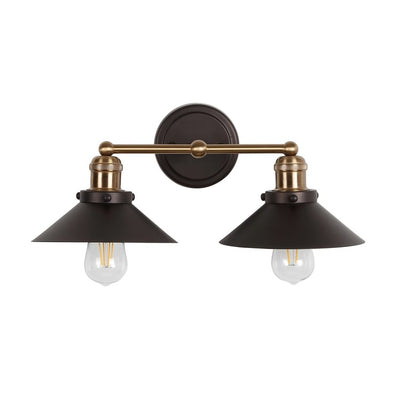 July Two-Light Bathroom Vanity Fixture - Oil Rubbed Bronze/Brass Gold