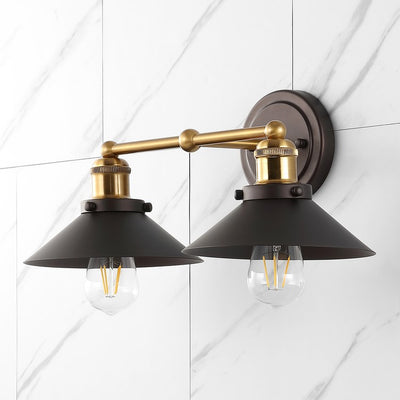 July Two-Light Bathroom Vanity Fixture - Oil Rubbed Bronze/Brass Gold