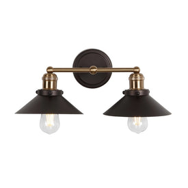 July Two-Light Bathroom Vanity Fixture - Oil Rubbed Bronze/Brass Gold