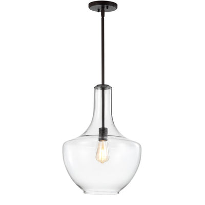 Watts Single-Light Pendant - Oil Rubbed Bronze and Clear