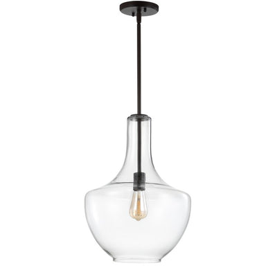 Watts Single-Light Pendant - Oil Rubbed Bronze and Clear