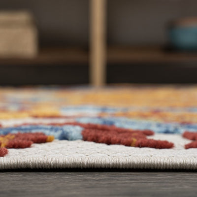 Gordes Paisley High-Low 120"L x 93"W Indoor/Outdoor Area Rug - Orange/Multi