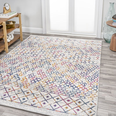 Arta Moroccan Vintage Geometric 120"L x 93"W Area Rug - Multi/Cream