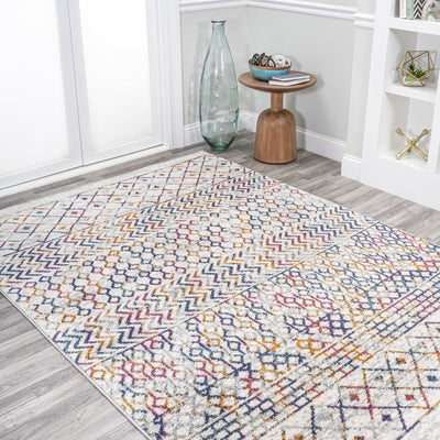 Arta Moroccan Vintage Geometric 120"L x 93"W Area Rug - Multi/Cream