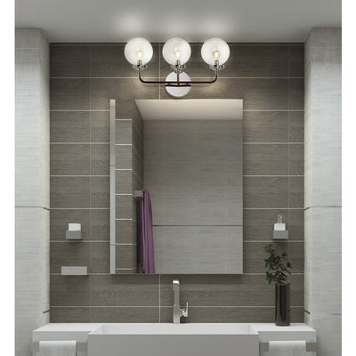 Caleb Three-Light Bathroom Vanity Fixture - Chrome and Black