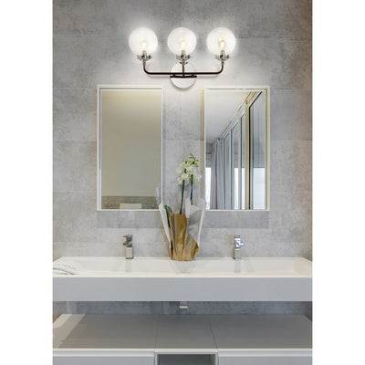 Caleb Three-Light Bathroom Vanity Fixture - Chrome and Black