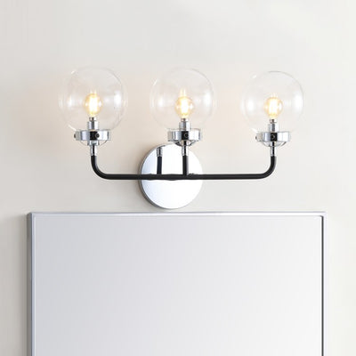 Caleb Three-Light Bathroom Vanity Fixture - Chrome and Black