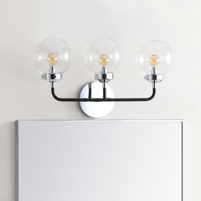 Caleb Three-Light Bathroom Vanity Fixture - Chrome and Black