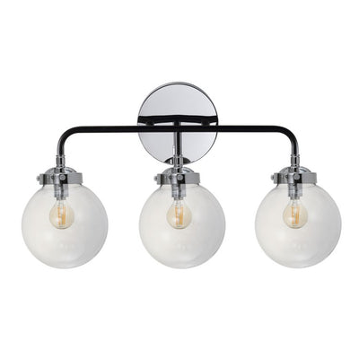 Caleb Three-Light Bathroom Vanity Fixture - Chrome and Black