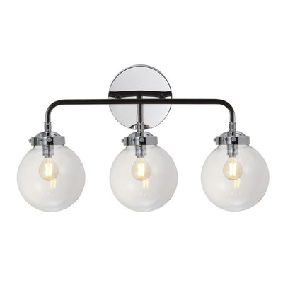 Caleb Three-Light Bathroom Vanity Fixture - Chrome and Black