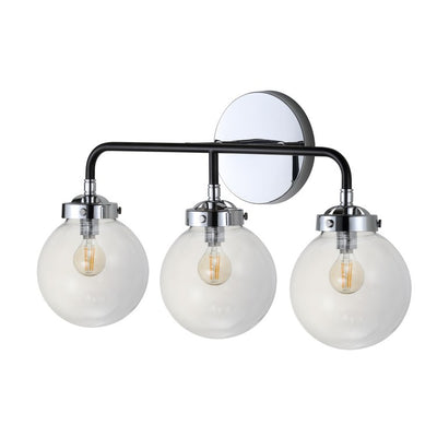 Caleb Three-Light Bathroom Vanity Fixture - Chrome and Black