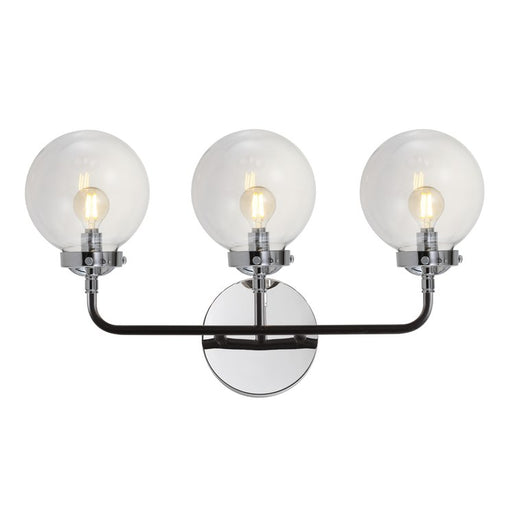 Caleb Three-Light Bathroom Vanity Fixture - Chrome and Black