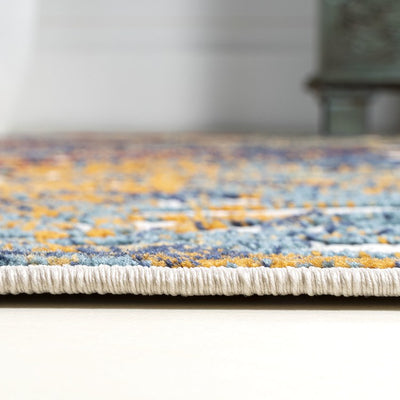 Cetara Ornate Trellis 96"L x 27"W Indoor/Outdoor Runner Rug - Cream/Blue/Orange