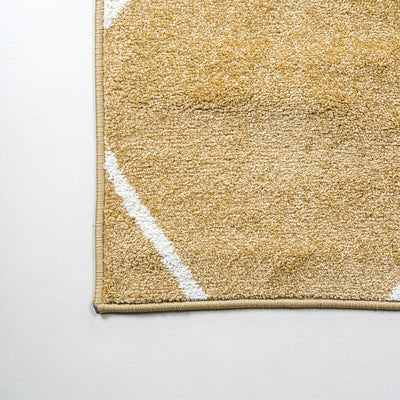 Cole Minimalist Diamond Trellis 120"L x 24"W Runner Rug - Gold/White