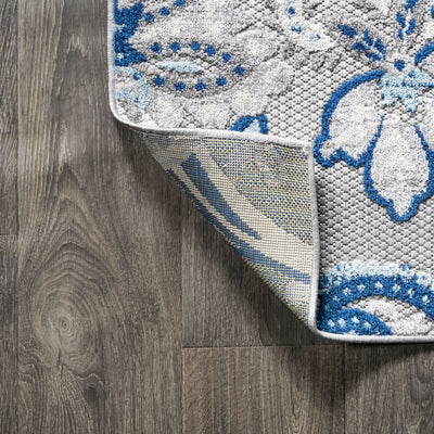 Gordes Paisley High-Low 72"L x 48"W Indoor/Outdoor Area Rug - Light Gray/Blue