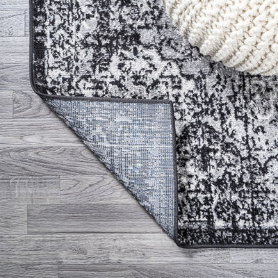 Modern Persian Boho Vintage Trellis 96"L x 27"W Runner Rug - Black/Ivory