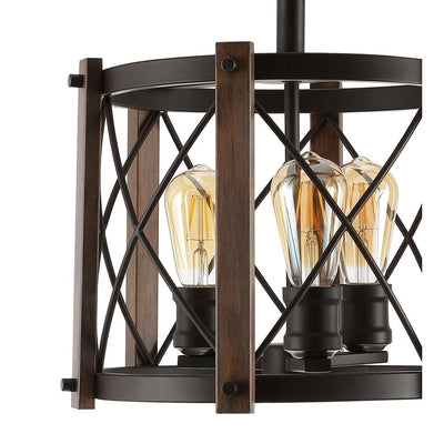 Ferme Three-Light LED Semi-Flush Mount Ceiling Fixture - Oil Rubbed Bronze and Brown