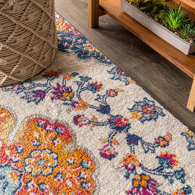 Bohemian Flair Boho Vintage Medallion 108"L x 79"W Area Rug - Blue/Multi