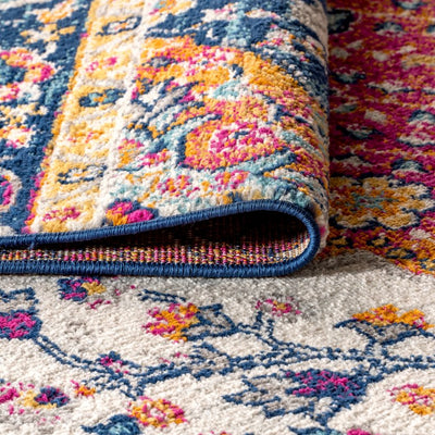 Bohemian Flair Boho Vintage Medallion 108"L x 79"W Area Rug - Blue/Multi