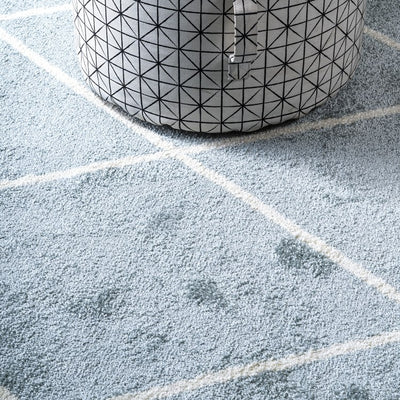 Cole Minimalist Diamond Trellis 96"L x 24"W Runner Rug - Light Blue/White