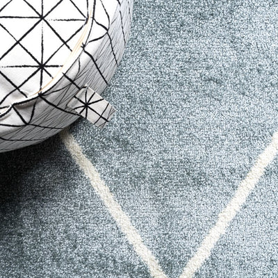 Cole Minimalist Diamond Trellis 96"L x 24"W Runner Rug - Light Blue/White