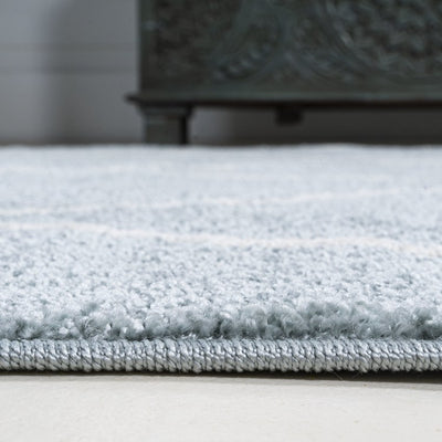Cole Minimalist Diamond Trellis 96"L x 24"W Runner Rug - Light Blue/White