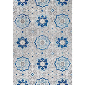 Mediterranean Medallion 90"L x 63"W Indoor/Outdoor Area Rug - Blue/Gray