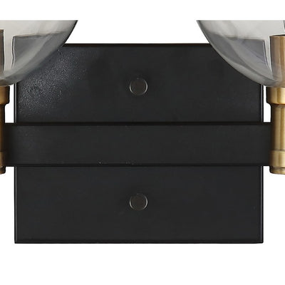 Marais Three-Light Bathroom Vanity Fixture - Black and Brass Gold