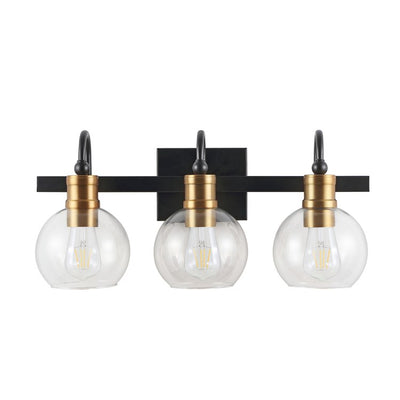 Marais Three-Light Bathroom Vanity Fixture - Black and Brass Gold