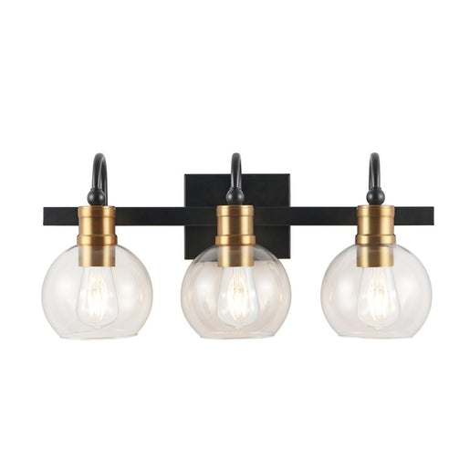 Marais Three-Light Bathroom Vanity Fixture - Black and Brass Gold
