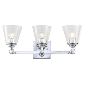 Marion Three-Light Bathroom Vanity Fixture - Chrome and Clear