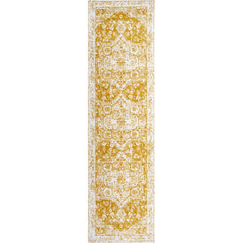 Audrey Bohemian Ornate Medallion 96"L x 27"W Runner Rug - Orange/White